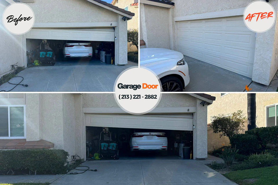 Before and after: garage door repair Vinton, TX